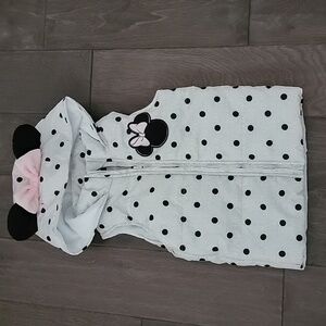 3t Disney Minnie Mouse zip up puffer vest with mouse ears and bow on hood.